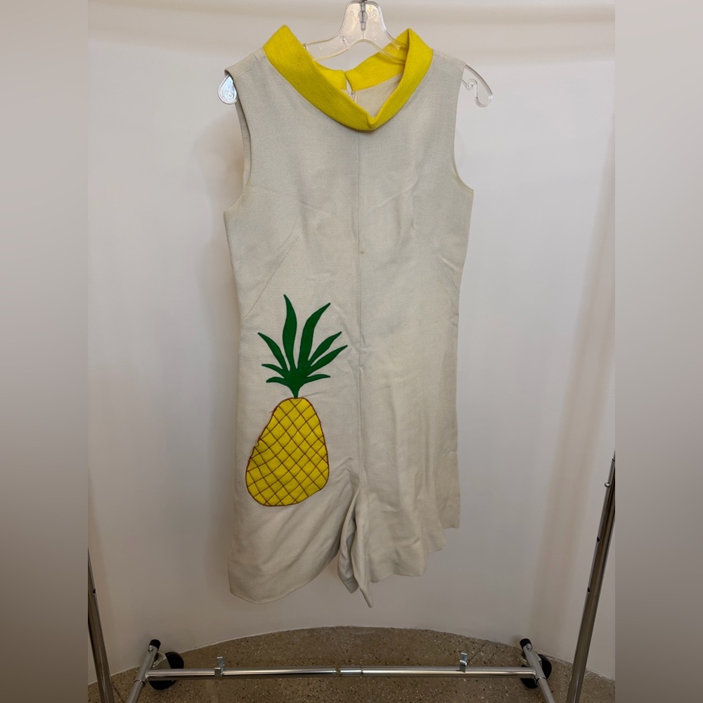Vintage Cream Romper with Pineapple Design